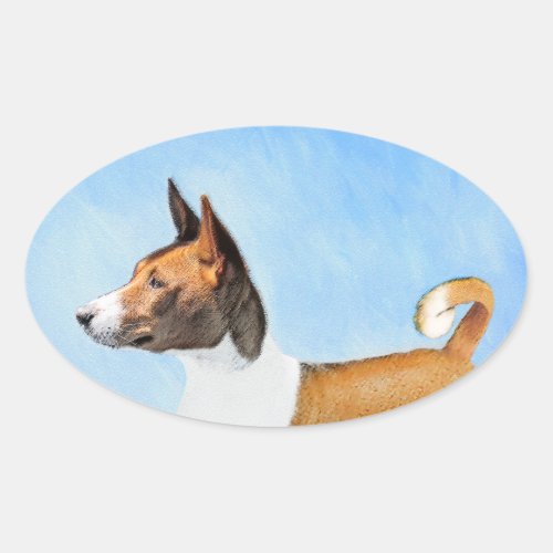 Basenji Painting _ Cute Original Art Oval Sticker