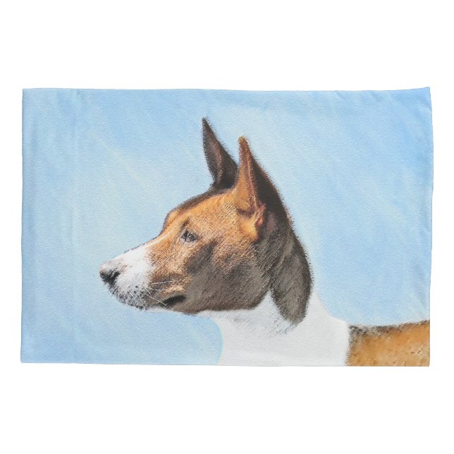 Basenji Painting - Cute Original Art Pillow Case (Back)