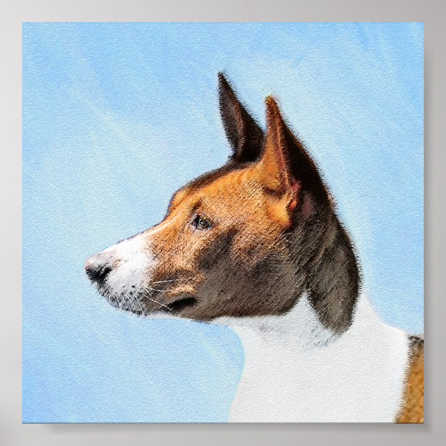 Basenji Painting - Cute Original Art Poster (Front)