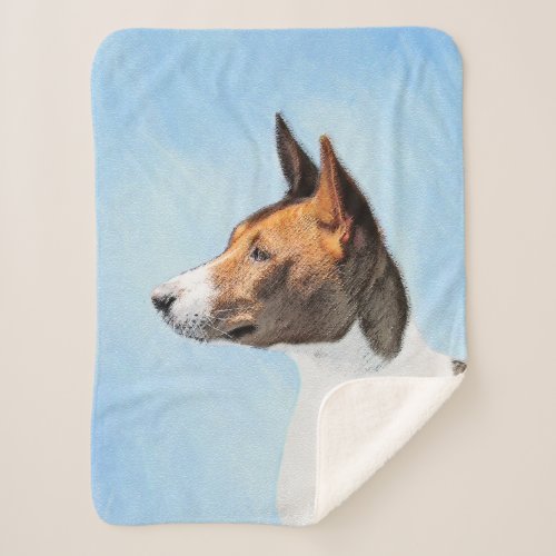 Basenji Painting _ Cute Original Art Sherpa Blanket