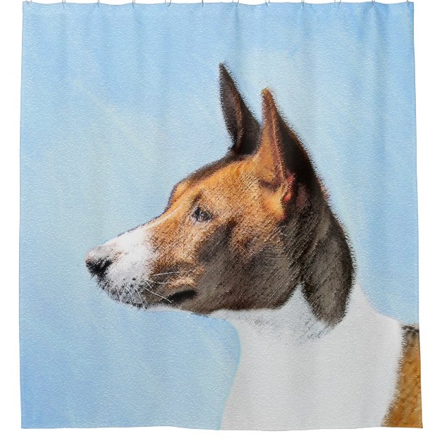 Basenji Painting - Cute Original Art Shower Curtain (Front)