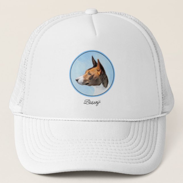 Basenji Painting - Cute Original Art Trucker Hat (Front)