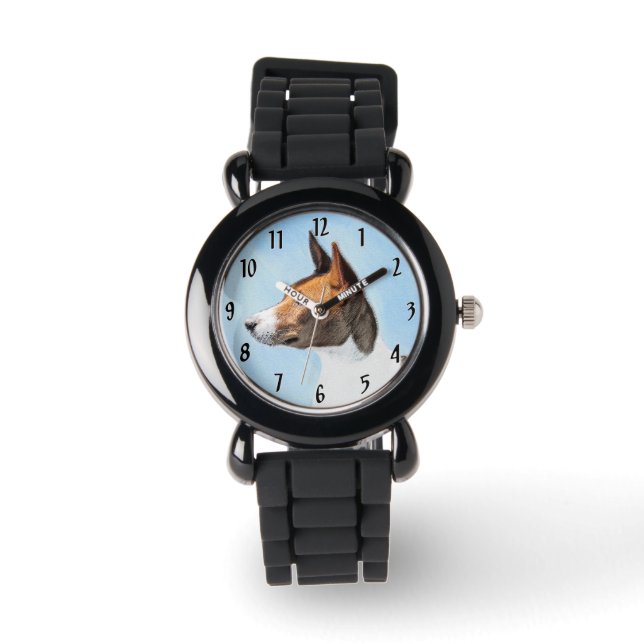 Basenji Painting - Cute Original Art Watch (Front)