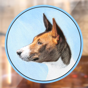 Basenji Painting - Cute Original Art Window Cling