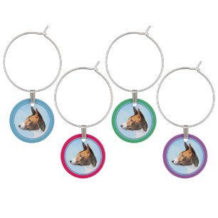Basenji Painting - Cute Original Art Wine Charm
