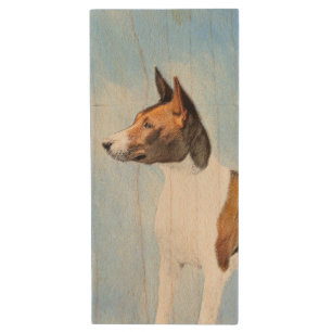 Basenji Painting - Cute Original Art Wood Flash Drive