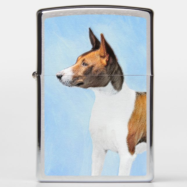 Basenji Painting - Cute Original Art Zippo Lighter (Front)