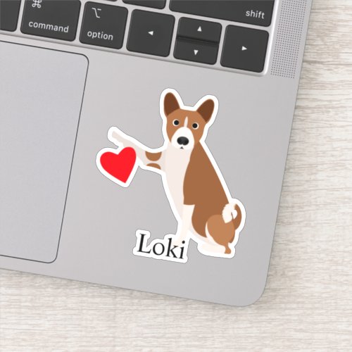 Basenji Red White Personalized Name Cute Sticker