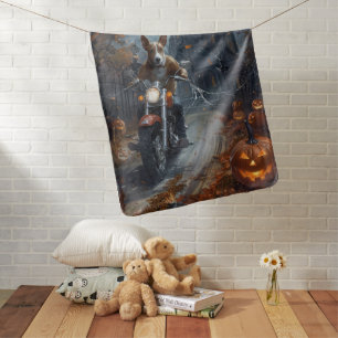 Basenji Riding Motorcycle Halloween Scary Baby Blanket