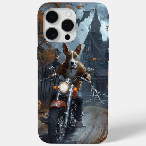 Basenji Riding Motorcycle Halloween Scary iPhone 15 Pro Max Case
