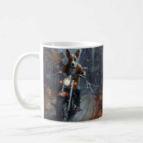 Basenji Riding Motorcycle Halloween Scary Coffee Mug