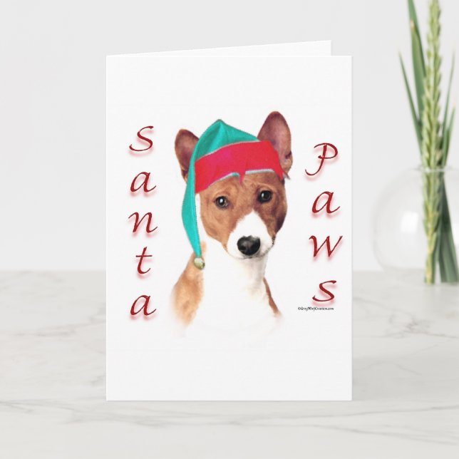 Basenji Santa Paws Holiday Card (Front)
