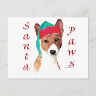 Basenji Santa Paws Holiday Postcard