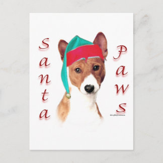 Basenji Santa Paws Holiday Postcard