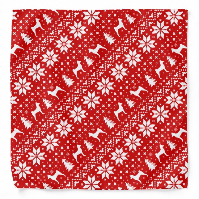 Basenji Silhouettes Christmas Pattern Bandana (Front)