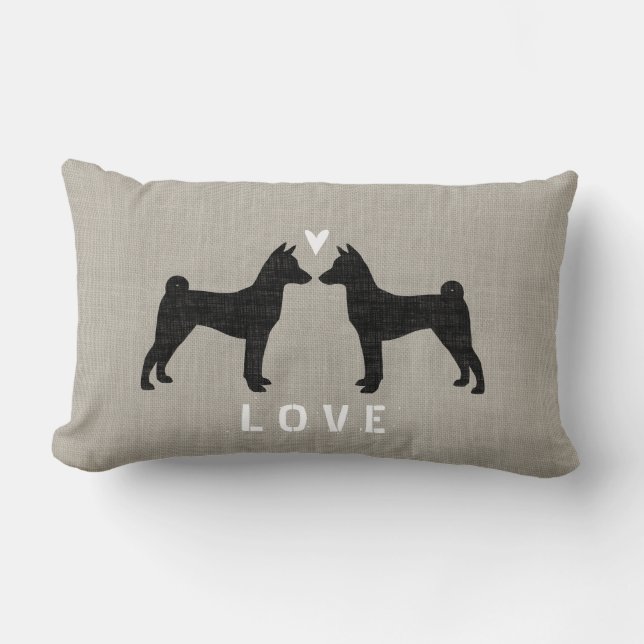 Basenji Silhouettes Love Lumbar Pillow (Front)