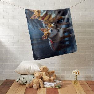 Basenji Snowy Sleigh Christmas Decor Baby Blanket