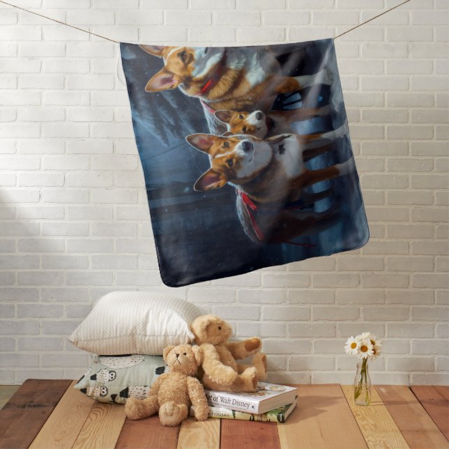Basenji Snowy Sleigh Christmas Decor Baby Blanket (In Situ)