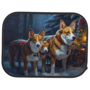 Basenji Snowy Sleigh Christmas Decor Car Floor Mat