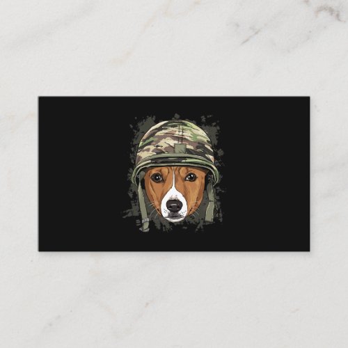 Basenji Soldier Veteran DogArmy Dog Lover 617 Business Card