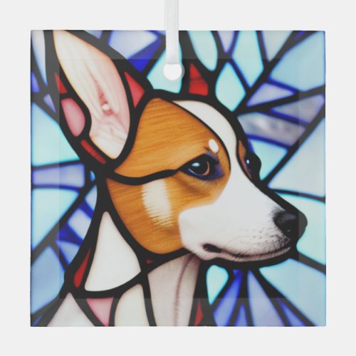 Basenji Stained Glass Glass Ornament