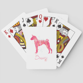 Basenji Watercolor Poker Cards