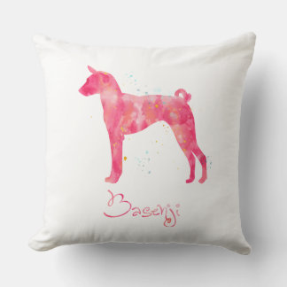 Basenji Watercolor Throw Pillow