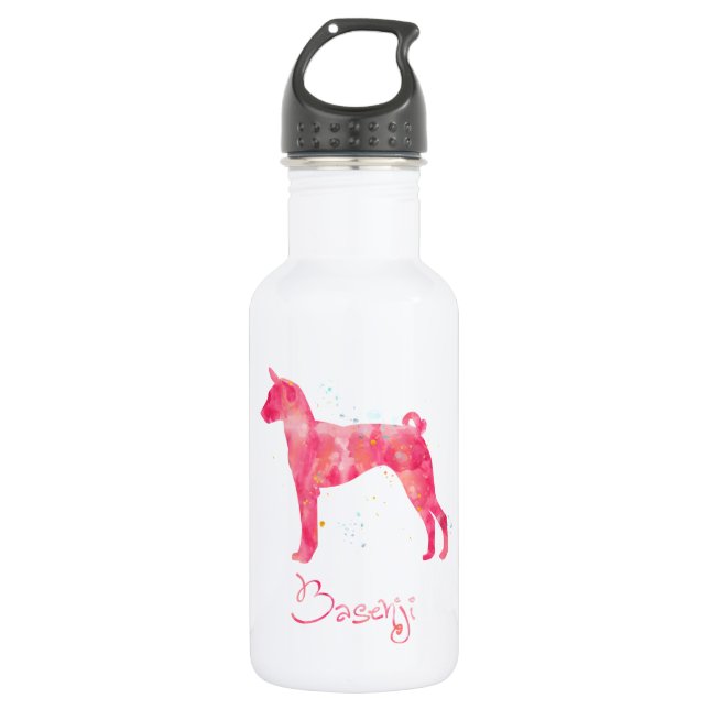 Basenji Watercolor Water Bottle (Front)