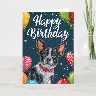 Basenji with Balloons Birthday Card