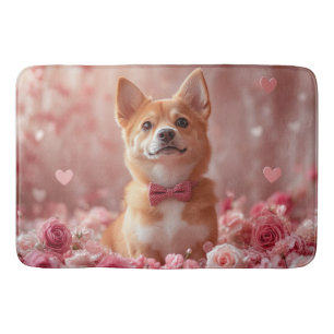 Basenji with Roses - Valentine's Day Bath Mat