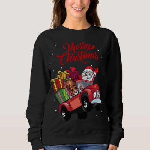 Basenji With Santa Claus In Red Truck Dog Sweatshirt