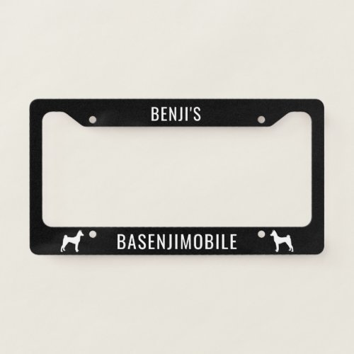 Basenjimobile Basenji Dog Silhouettes Personalized License Plate Frame