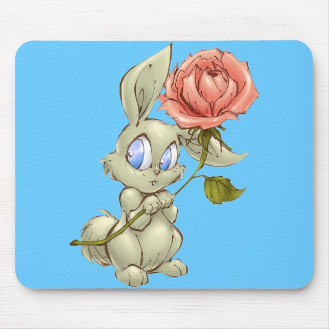 Bashful Bunny and Rose Mousepad (Front)