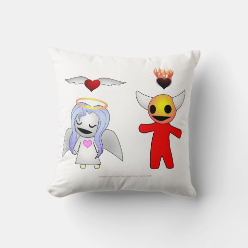 Bashful Candy Angel and Devil Doll Throw Pillow
