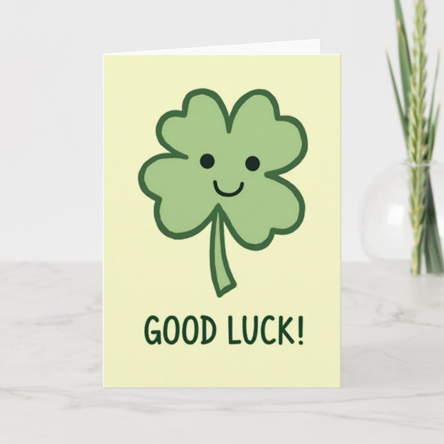 Bashful Clover Good Luck Card (Front)