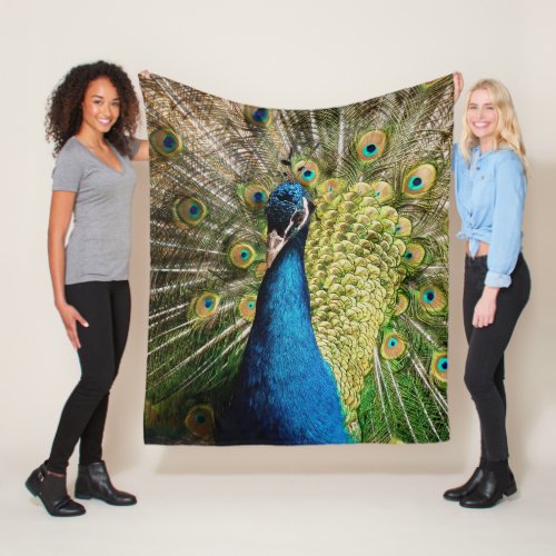 Bashful Peacock Fleece Blanket