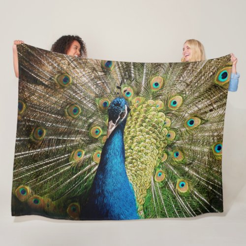 Bashful Peacock Fleece Blanket