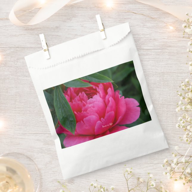 Bashful Pink Peony Favor Bag (Clipped)