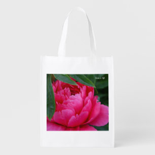 Bashful Pink Peony Grocery Bag