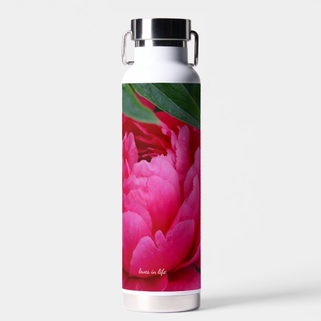 Bashful Pink Peony Water Bottle (Front)