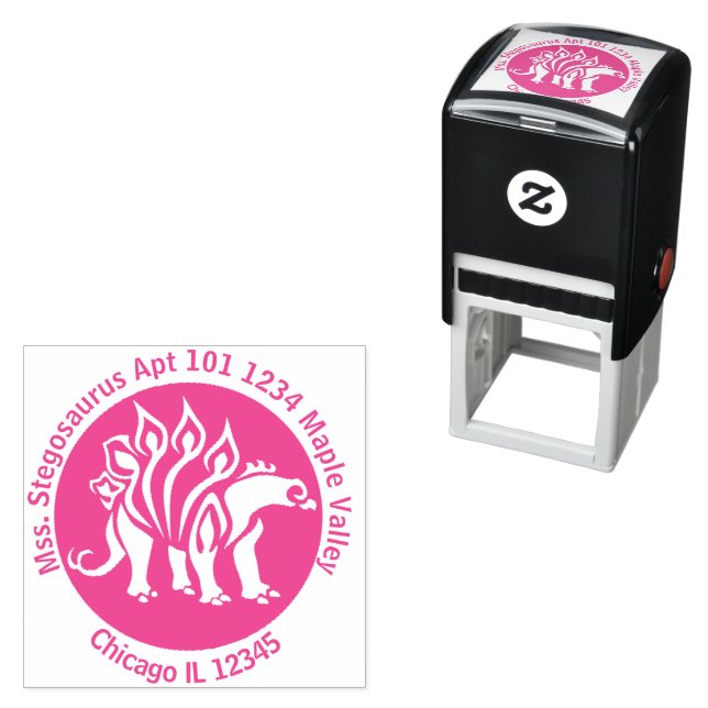 Bashful Stegosaurus Easy Contact Information  Self-inking Stamp (In Situ)