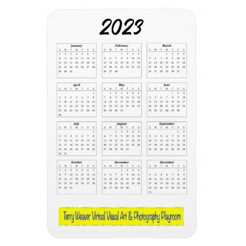 Basic 2023 Monthly Calendar with Horizontal Logo Magnet