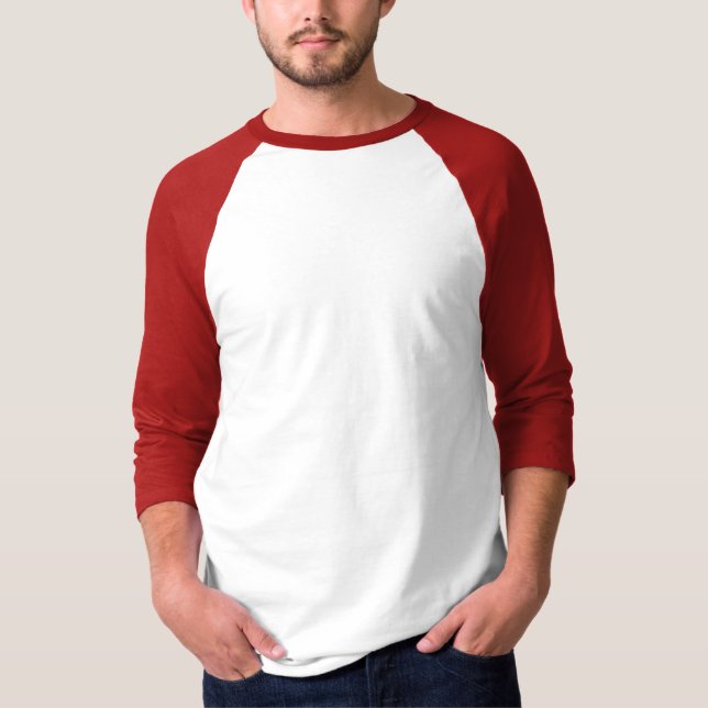 Basic 3/4 Sleeve Raglan T-Shirt White/Red (Front)