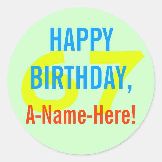 Basic 67th Birthday Sticker (Front)