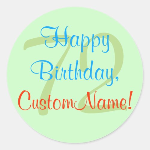 Basic 72nd Birthday Sticker