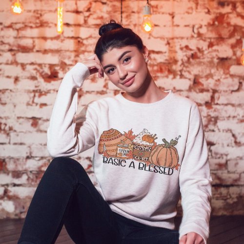 Basic A Blessed Retro Fall Doodle Pumpkin Season Sweatshirt