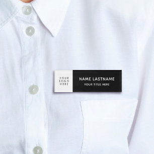Basic Add Logo Minimalist Black White Magnet Title Name Tag