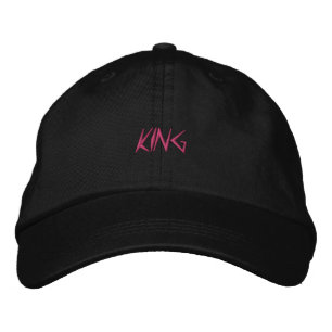 Basic Adjustable King Text-Hat Black Color Embroidered Baseball Cap