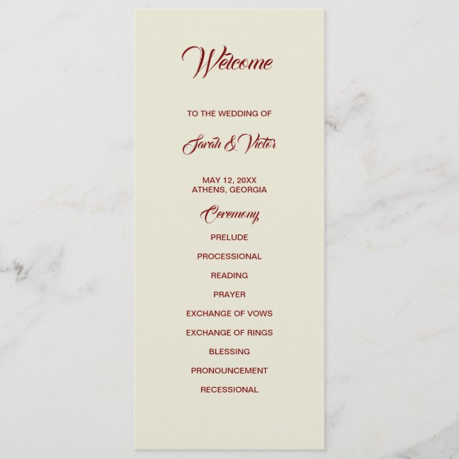 Basic and Elegant double side program card  (Front)