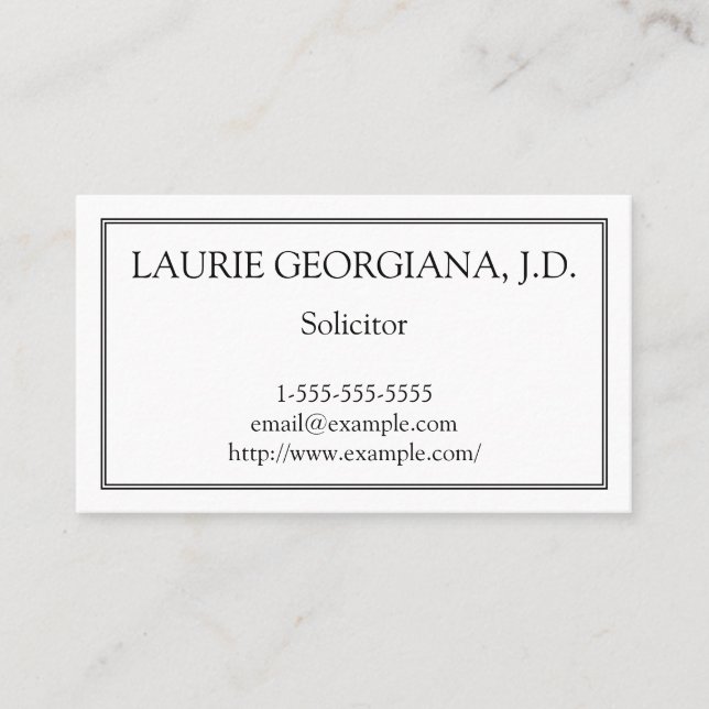 Basic and Minimalist Solicitor Business Card (Front)